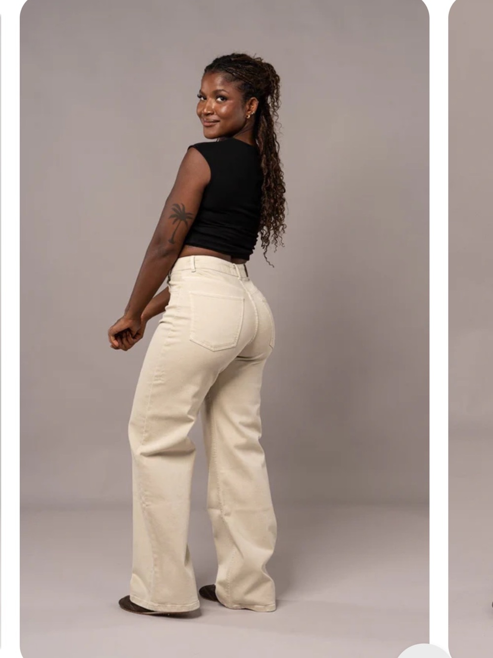 High-Rise Wide-Leg Jeans in Cream by - Picture 8 of 8